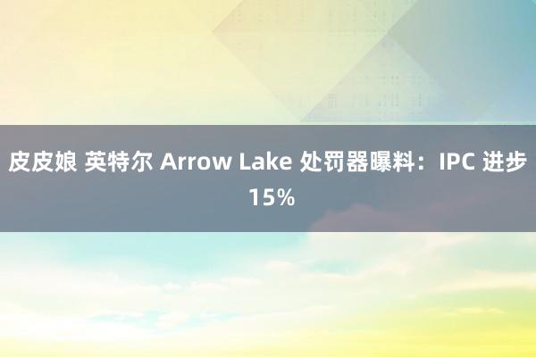 皮皮娘 英特尔 Arrow Lake 处罚器曝料：IPC 进步 15%