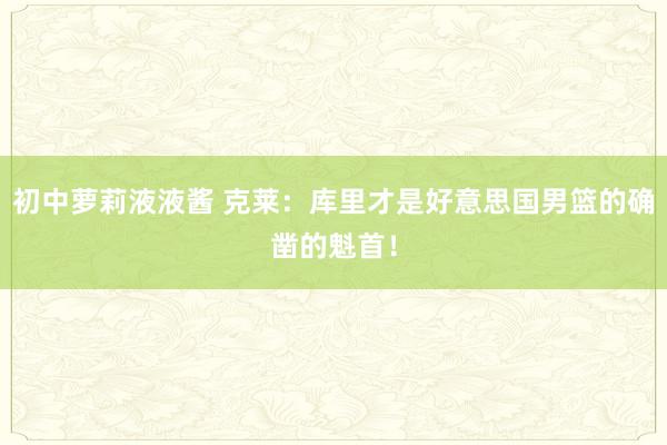 初中萝莉液液酱 克莱：库里才是好意思国男篮的确凿的魁首！