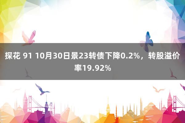 探花 91 10月30日景23转债下降0.2%,转股溢价率19.92%