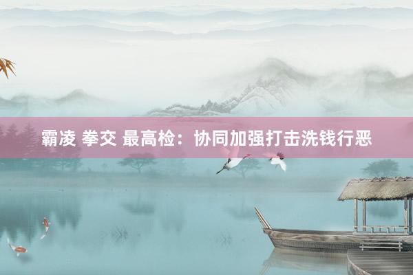 霸凌 拳交 最高检：协同加强打击洗钱行恶