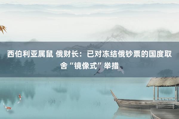 西伯利亚属鼠 俄财长：已对冻结俄钞票的国度取舍“镜像式”举措