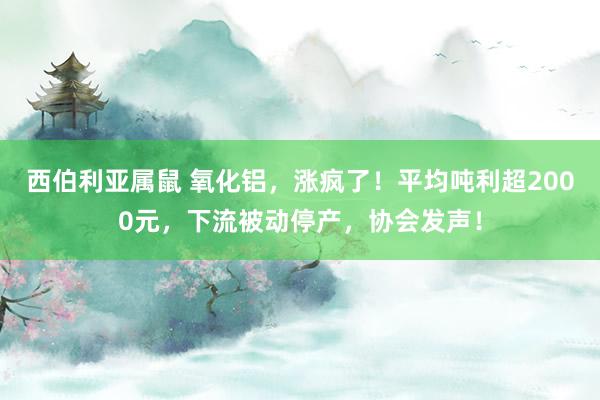 西伯利亚属鼠 氧化铝，涨疯了！平均吨利超2000元，下流被动停产，协会发声！