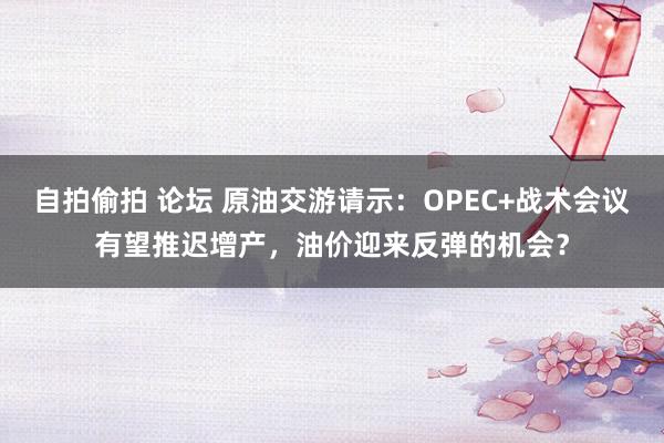 自拍偷拍 论坛 原油交游请示：OPEC+战术会议有望推迟增产，油价迎来反弹的机会？