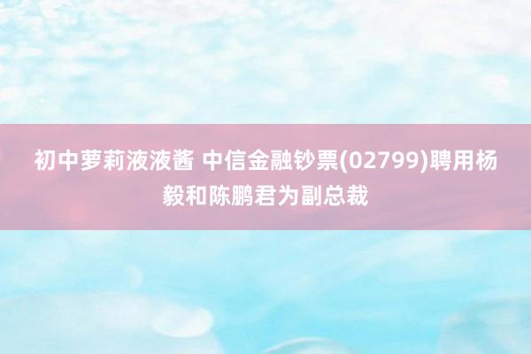 初中萝莉液液酱 中信金融钞票(02799)聘用杨毅和陈鹏君为副总裁