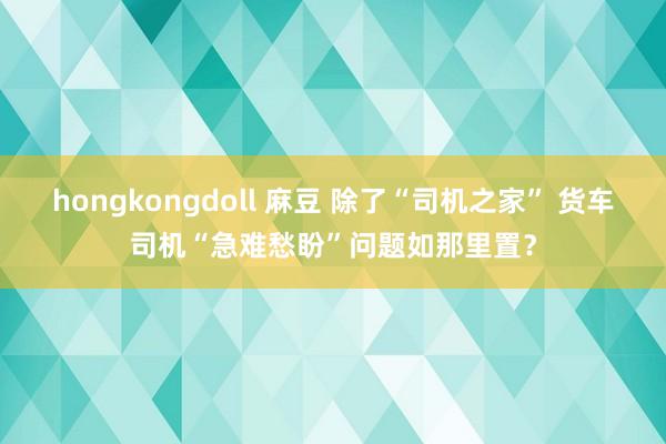 hongkongdoll 麻豆 除了“司机之家” 货车司机“急难愁盼”问题如那里置？