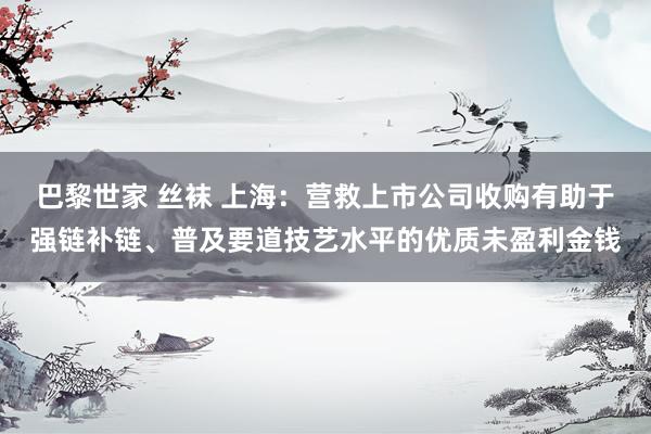 巴黎世家 丝袜 上海：营救上市公司收购有助于强链补链、普及要道技艺水平的优质未盈利金钱