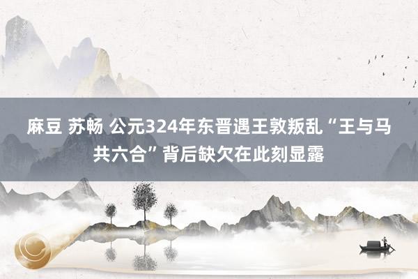 麻豆 苏畅 公元324年东晋遇王敦叛乱“王与马共六合”背后缺欠在此刻显露