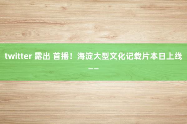 twitter 露出 首播！海淀大型文化记载片本日上线——