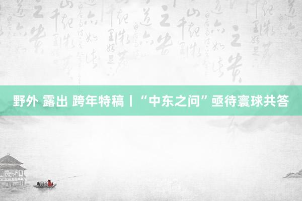 野外 露出 跨年特稿丨“中东之问”亟待寰球共答