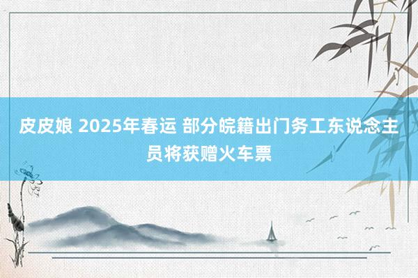 皮皮娘 2025年春运 部分皖籍出门务工东说念主员将获赠火车票