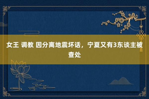 女王 调教 因分离地震坏话，宁夏又有3东谈主被查处