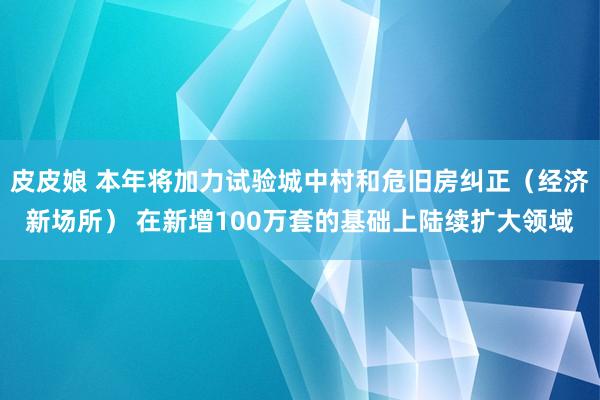 皮皮娘 本年将加力试验城中村和危旧房纠正（经济新场所） 在新增100万套的基础上陆续扩大领域
