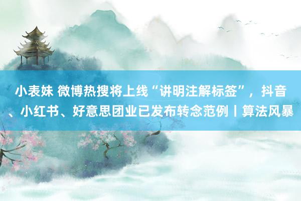 小表妹 微博热搜将上线“讲明注解标签”，抖音、小红书、好意思团业已发布转念范例丨算法风暴