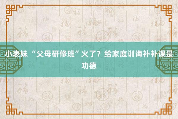 小表妹 “父母研修班”火了？给家庭训诲补补课是功德