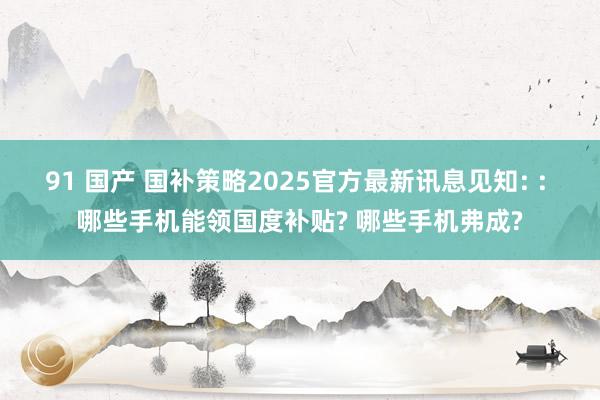 91 国产 国补策略2025官方最新讯息见知: : 哪些手机能领国度补贴? 哪些手机弗成?