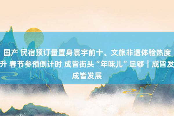 国产 民宿预订量置身寰宇前十、文旅非遗体验热度上升 春节参预倒计时 成皆街头“年味儿”足够｜成皆发展