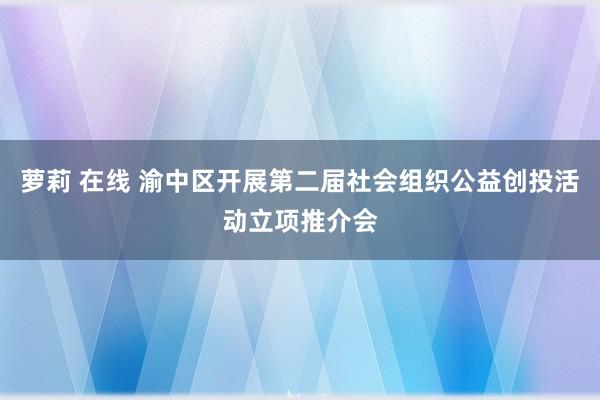 萝莉 在线 渝中区开展第二届社会组织公益创投活动立项推介会