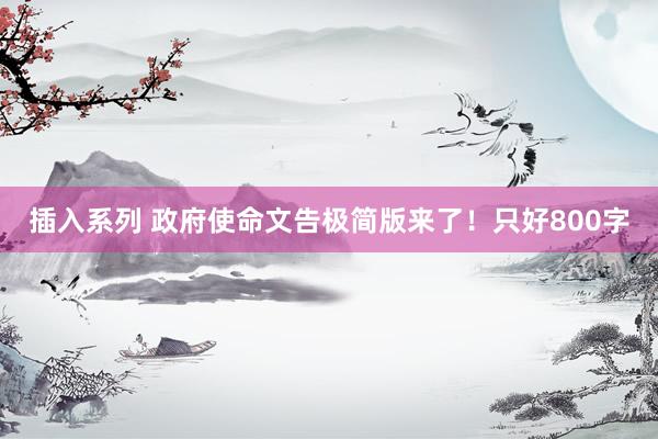 插入系列 政府使命文告极简版来了！只好800字