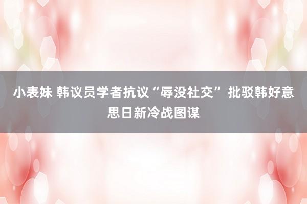 小表妹 韩议员学者抗议“辱没社交” 批驳韩好意思日新冷战图谋