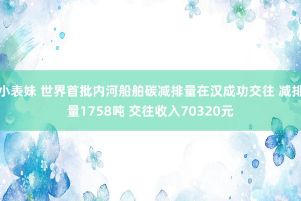 小表妹 世界首批内河船舶碳减排量在汉成功交往 减排量1758吨 交往收入70320元