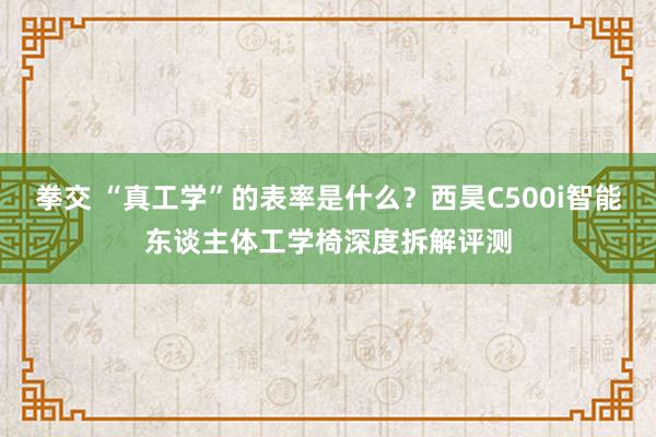 拳交 “真工学”的表率是什么？西昊C500i智能东谈主体工学椅深度拆解评测