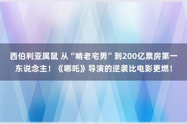 西伯利亚属鼠 从“啃老宅男”到200亿票房第一东说念主！《哪吒》导演的逆袭比电影更燃！