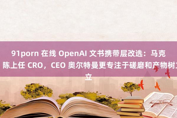 91porn 在线 OpenAI 文书携带层改选：马克・陈上任 CRO，CEO 奥尔特曼更专注于磋磨和产物树立