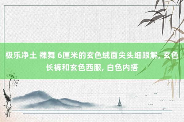 极乐净土 裸舞 6厘米的玄色绒面尖头细跟解， 玄色长裤和玄色西服， 白色内搭