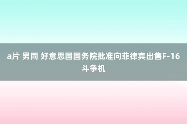 a片 男同 好意思国国务院批准向菲律宾出售F-16斗争机