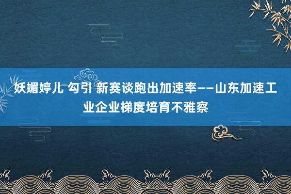 妖媚婷儿 勾引 新赛谈跑出加速率——山东加速工业企业梯度培育不雅察