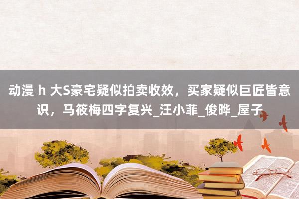 动漫 h 大S豪宅疑似拍卖收效，买家疑似巨匠皆意识，马筱梅四字复兴_汪小菲_俊晔_屋子