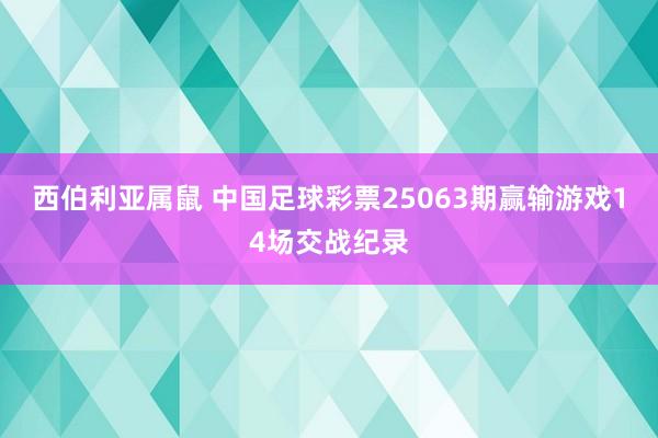 西伯利亚属鼠 中国足球彩票25063期赢输游戏14场交战纪录