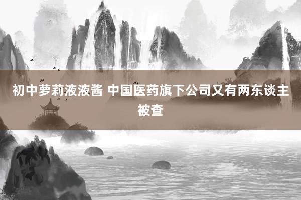 初中萝莉液液酱 中国医药旗下公司又有两东谈主被查