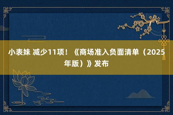 小表妹 减少11项！《商场准入负面清单（2025年版）》发布