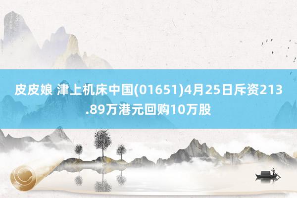 皮皮娘 津上机床中国(01651)4月25日斥资213.89万港元回购10万股